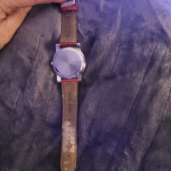 Chicos Red Leather Strap Watch - Picture 2 of 5